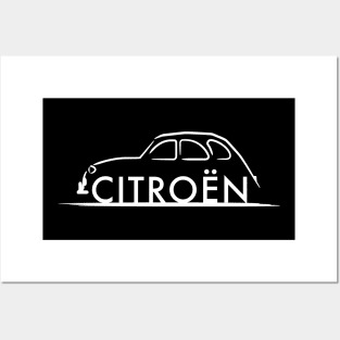 Citroen 2CV deux chevaux White Posters and Art